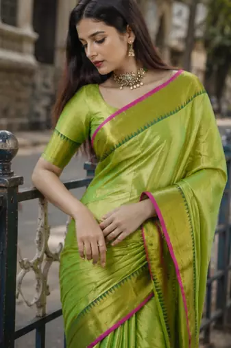  parrot handloom cotton tissue saree