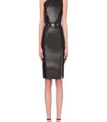 women’s lambskin genuine leather bodycon dress one shoulder wear mini dress