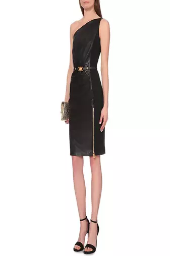 women's genuine lambskin mini leather dress form fitting bodycon style genuine