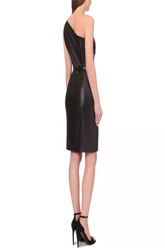 women's genuine lambskin mini leather dress form fitting bodycon style genuine