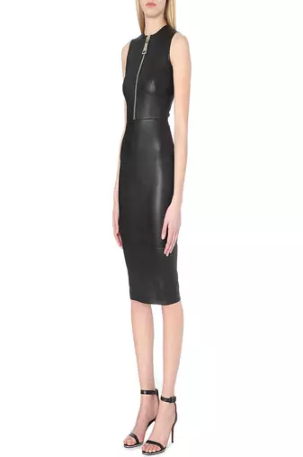 women's lambskin mini leather dress sleeveless cut stylish