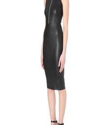 women’s lambskin genuine leather bodycon dress sleeveless wear mini dress