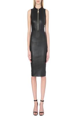 women's lambskin mini leather dress sleeveless cut stylish 1