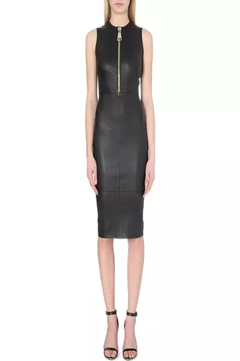 women's lambskin mini leather dress sleeveless cut stylish