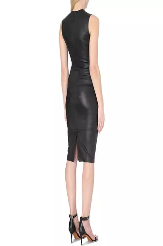 women's lambskin mini leather dress sleeveless cut stylish