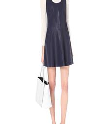 women’s lambskin genuine leather bodycon dress fit & flare sleeveless dress