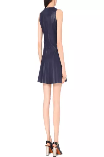 women's lambskin leather dress sleeveless cut authentic