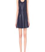women's lambskin leather dress sleeveless cut authentic