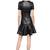 women’s genuine lambskin leather dress short sleeve casual midi dress