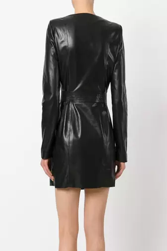 women's lambskin leather dress long sleeve design authentic
