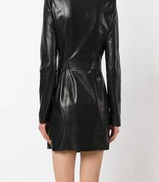 women’s lambskin genuine leather bodycon dress fit & flare  full sleeve dress