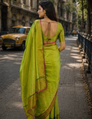  parrot handloom cotton tissue saree 3