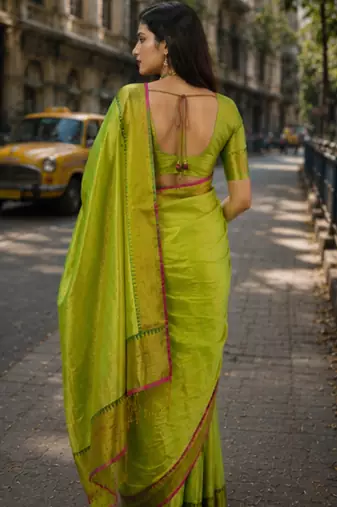  parrot handloom cotton tissue saree