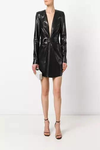 women's lambskin leather dress long sleeve design authentic
