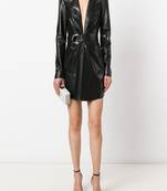 women's lambskin leather dress long sleeve design authentic