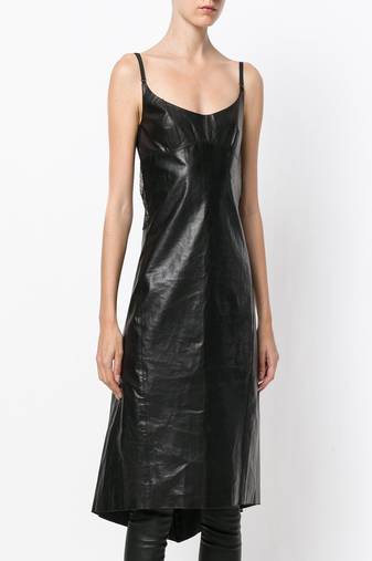women’s lambskin genuine leather bodycon dress sleeveless wear mini dress