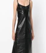 women’s lambskin genuine leather bodycon dress sleeveless wear mini dress