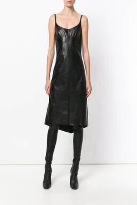 women's lambskin mini leather dress sleeveless fit modern 3