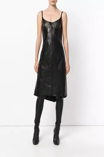 women's lambskin mini leather dress sleeveless fit modern