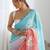 Sky Blue Color embroidery sequence work chiffon Saree