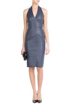 women's lambskin mini leather dress sleeveless cut authentic 1