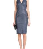 women’s lambskin genuine leather bodycon dress sleeveless wear mini dress