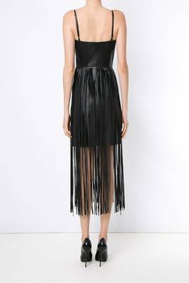 women's genuine lambskin mini leather dress fringed western design 3