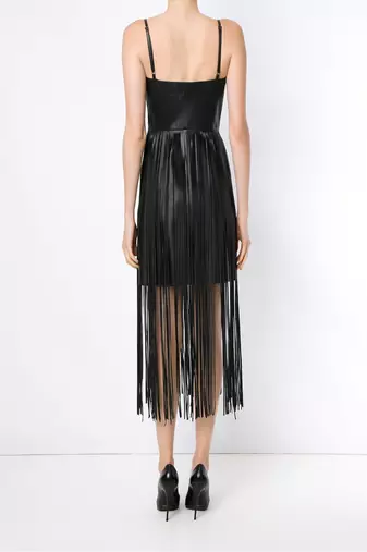 women's genuine lambskin mini leather dress fringed western design