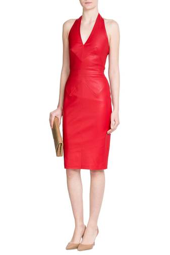 women's lambskin mini leather dress sleeveless fit stylish
