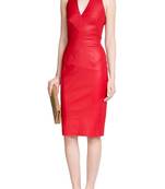 women's lambskin mini leather dress sleeveless fit stylish