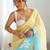 Yellow Color embroidery sequence work chiffon Saree