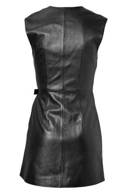 women's genuine lambskin mini leather dress form fitting bodycon style sophisticated 2