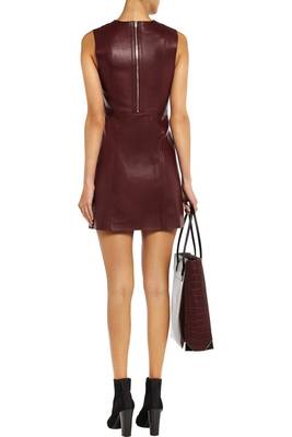 women's lambskin mini leather dress sleeveless fit genuine 2