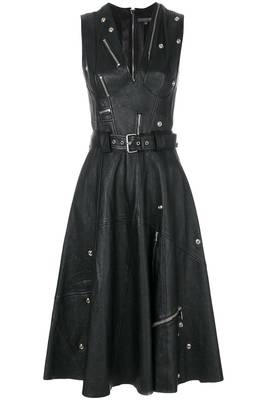 women's lambskin mini leather dress sleeveless cut refined 1
