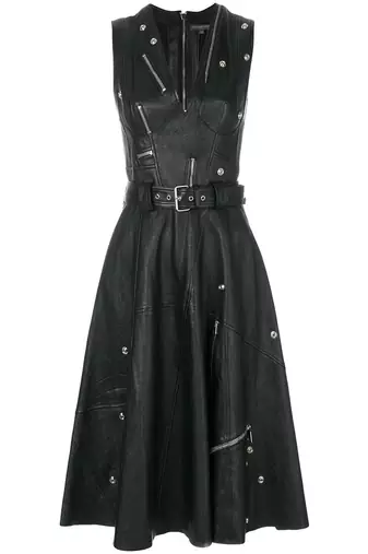 women's lambskin mini leather dress sleeveless cut refined