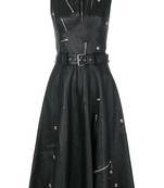 women's lambskin mini leather dress sleeveless cut refined