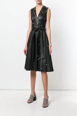 women's lambskin mini leather dress sleeveless cut refined 2