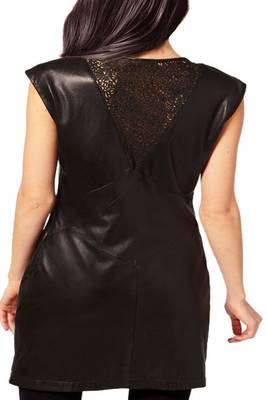 women's lambskin mini leather dress sleeveless fit superior 2