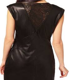 women's lambskin mini leather dress sleeveless fit superior