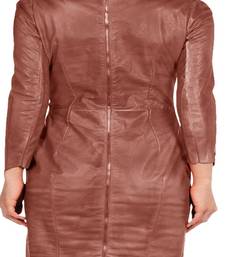 women's genuine lambskin mini leather dress long sleeve design