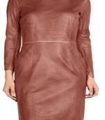 women's genuine lambskin mini leather dress long sleeve design