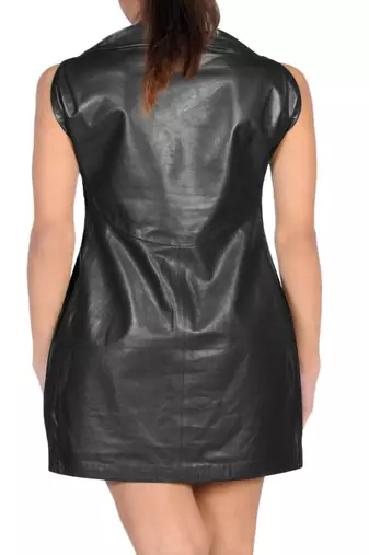 women's genuine lambskin mini leather dress form fitting bodycon style timeless