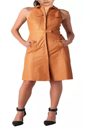 women's genuine lambskin mini leather dress form fitting bodycon style distinctive