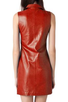 women's red lambskin mini leather dress form fitting bodycon style 2