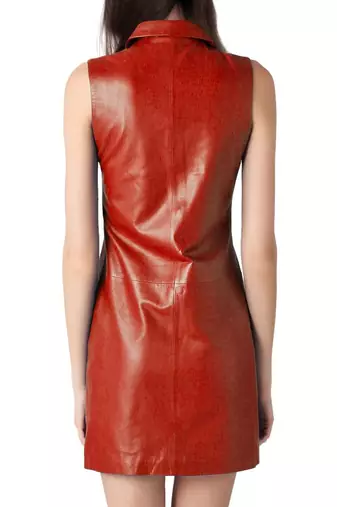 women's red lambskin mini leather dress form fitting bodycon style