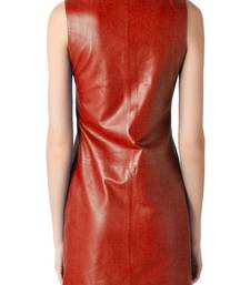 women's red lambskin mini leather dress form fitting bodycon style