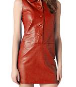 women's red lambskin mini leather dress form fitting bodycon style