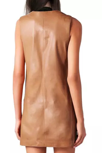 women's genuine lambskin mini leather dress form fitting bodycon style luxury