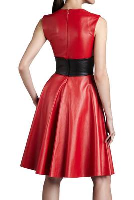 women's red lambskin mini leather dress form fitting bodycon style premium 2