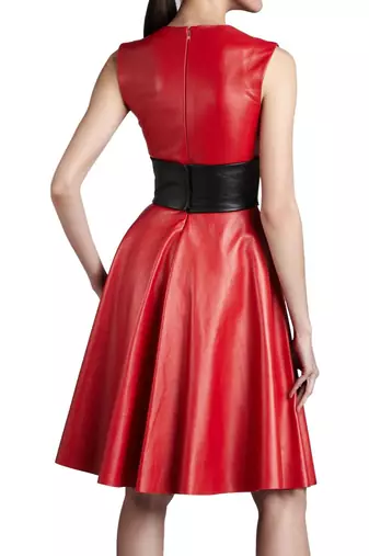 women's red lambskin mini leather dress form fitting bodycon style premium